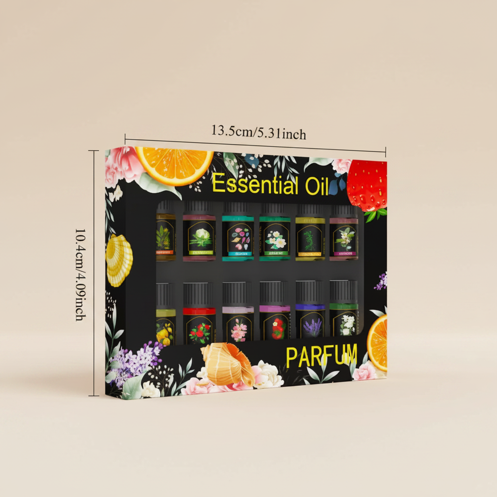 Premium Essential Oil Set with dimensions